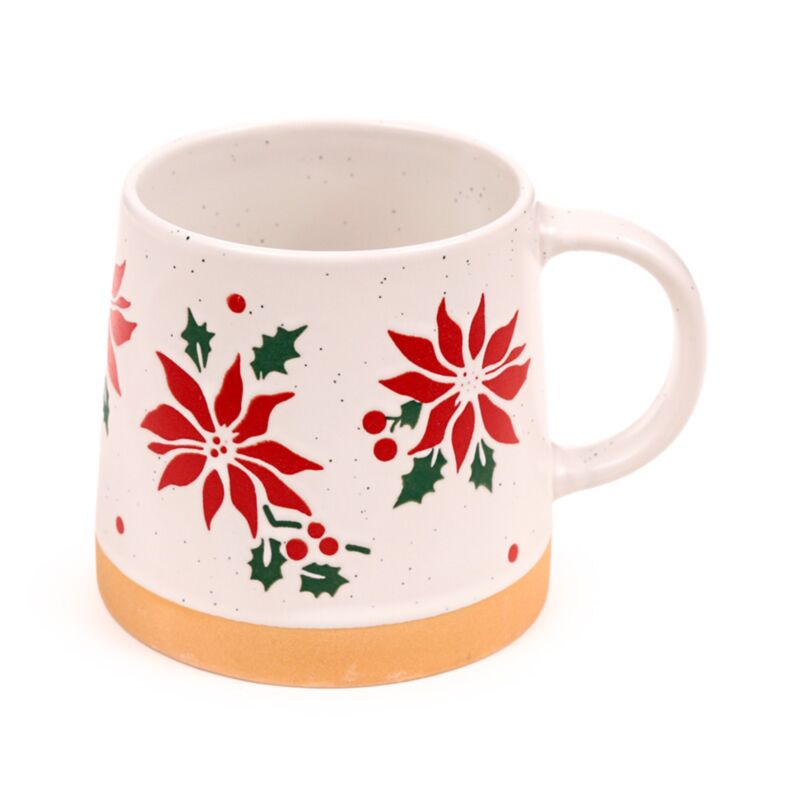 Tasse en grès conique plante poinsettia