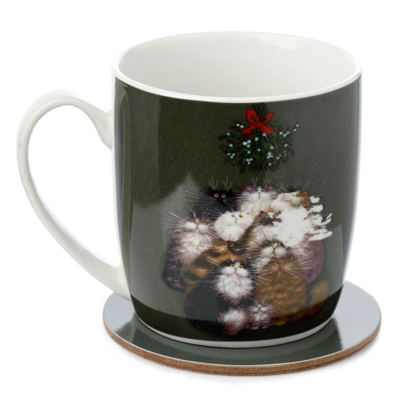 Kim Haskins 12 chats pour dessous de verre en porcelaine de Noël