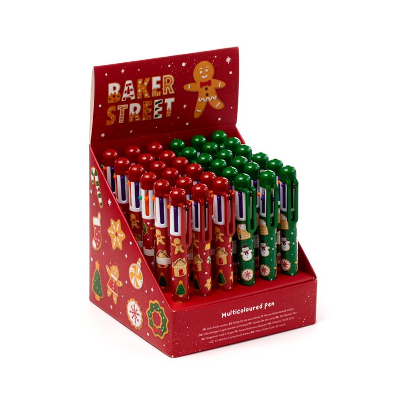 Stylo multicolore Baker Street de Noël (6 couleurs)