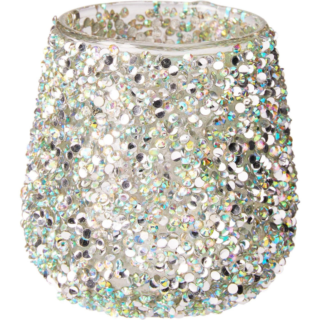 Photophore Home Stylisme avec perles multi h8cm