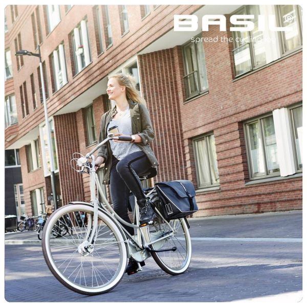 Basil Forte double sac à vélo, eau-représentante, noir bleu marine, 35L