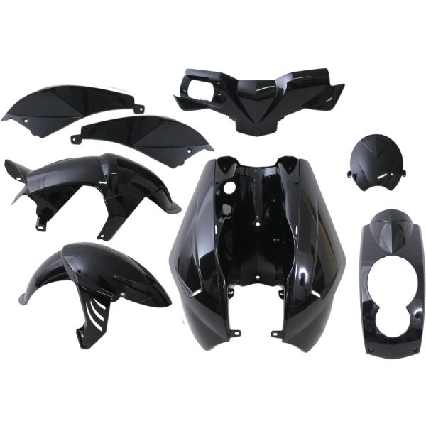 Jeu de tôles de bordure 8 pièces pour Peugeot Ludix - noir métallisé