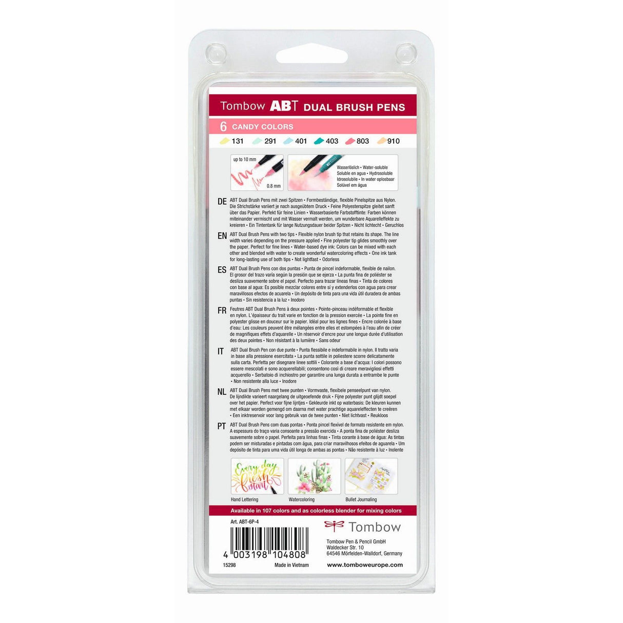 Tombow • ensemble de stylos à double pinceau abt couleurs bonbons 6 pièces