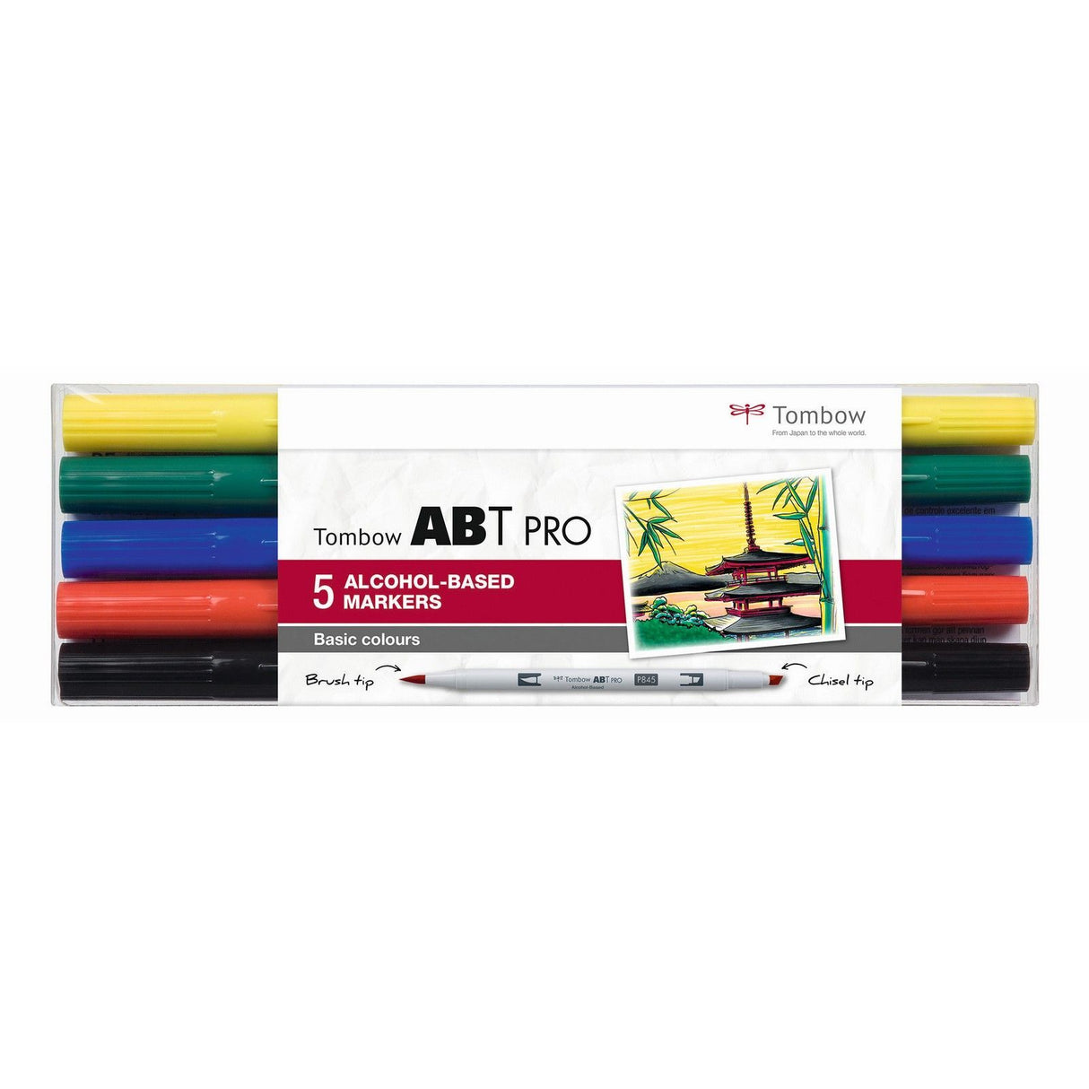Tombow • ensemble de marqueurs abt pro sur couleurs à base d'alcool 5pcs
