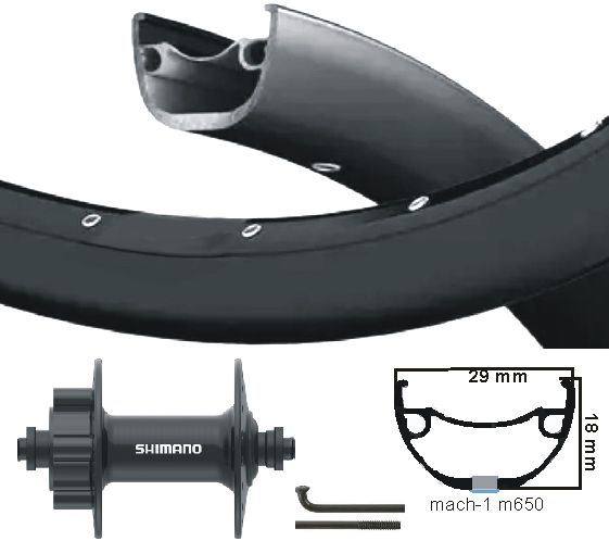 Kgs roue avant 28 pouces (622) mach1-m650 + disque à rayons noir 6 boulons