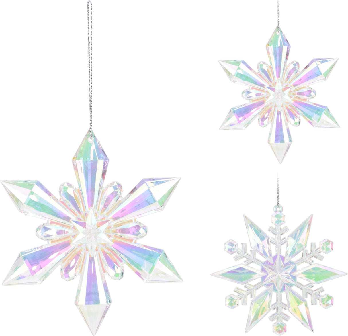 Home styling Pendentif de Noël flocon de neige 11cm irisé