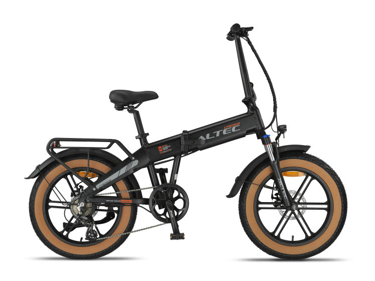 Altec cross fatbike vélo pliant 20 pouces 39 cm unisexe 7v frein à disque noir mat