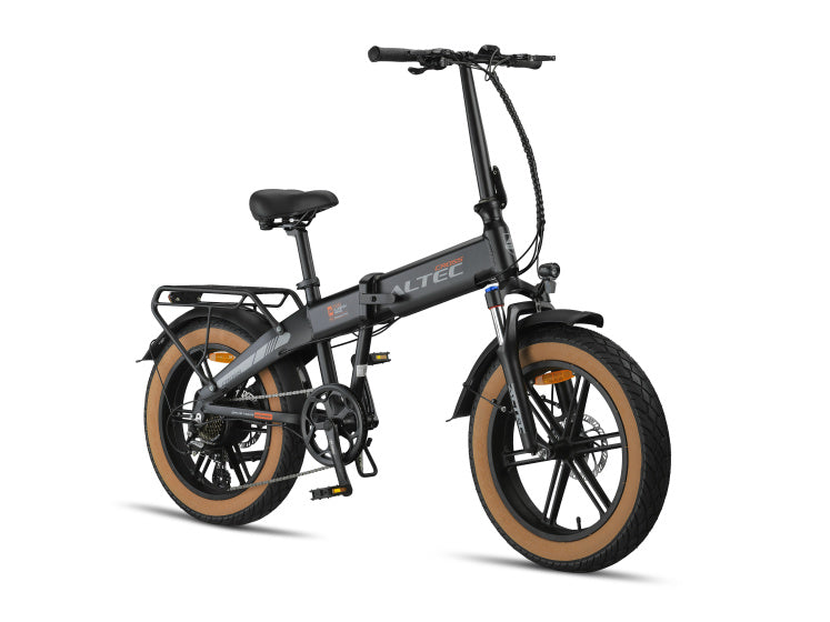 Altec cross fatbike vélo pliant 20 pouces 39 cm unisexe 7v frein à disque noir mat