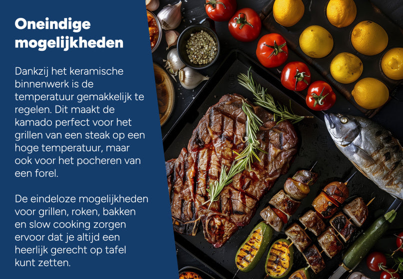 Arbaer kamado grand Ø 21 pouces avec cadre en céramique noir