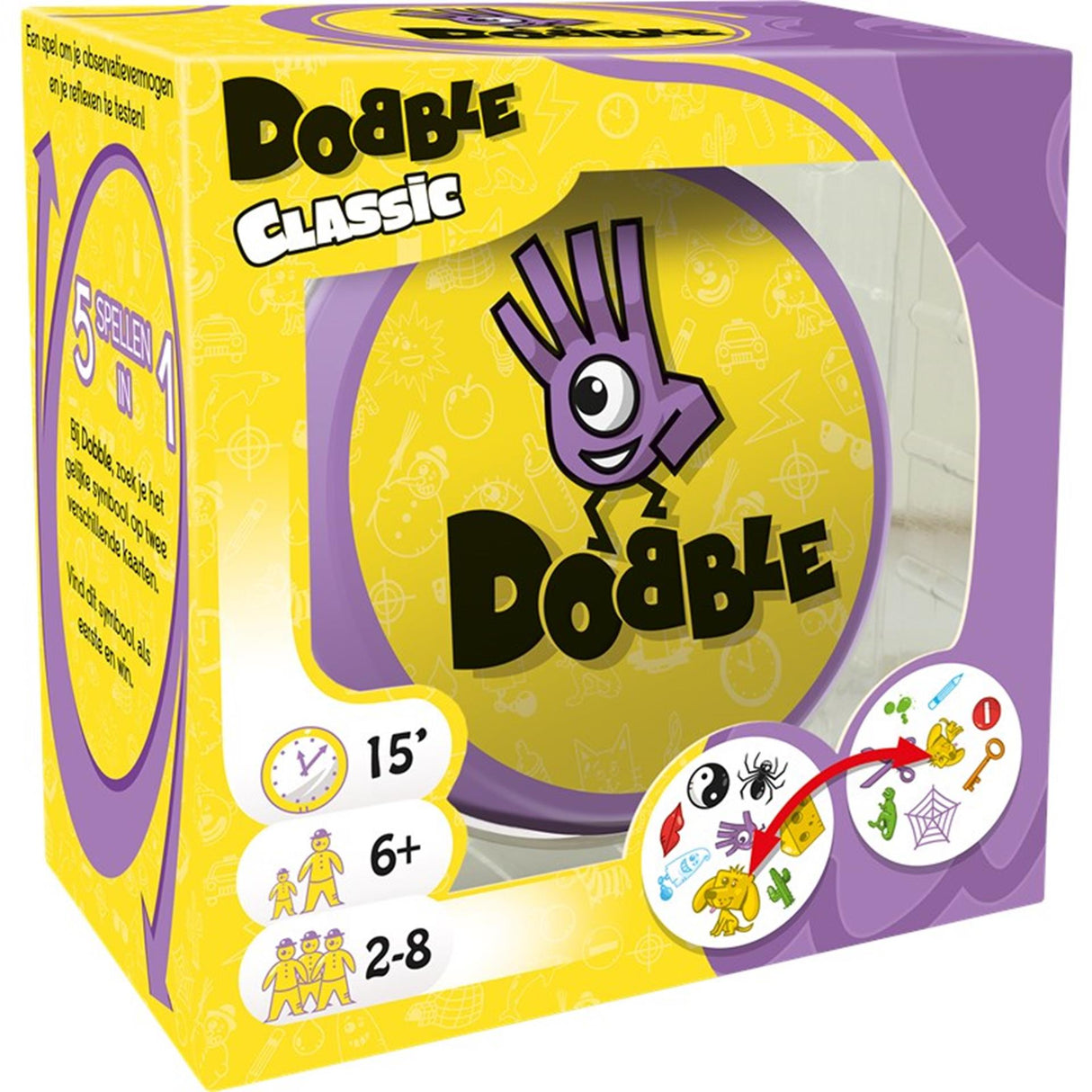 Zygomatic Board Game Studio Dobble Classic - Jeu de cartes néerlandais pour 2 à 8 joueurs - Jeu familial amusant à partir de 6 ans - Le jeu de recherche ultra-rapide pour toute la famille