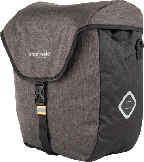 ATRAN VELO ZAP Sac à vélo unique avec adaptateur AVS 25L Gray