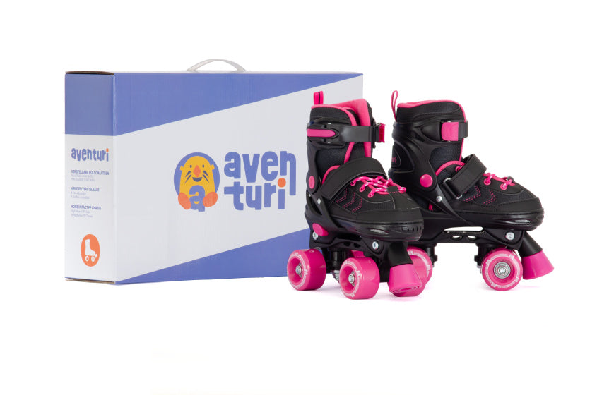 Aventuri patins à roulettes réglables botte semi-souple noir rose taille 31-34 (s)