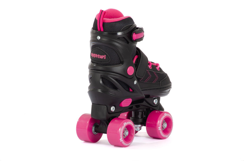 Aventuri patins à roulettes réglables botte semi-souple noir rose taille 31-34 (s)