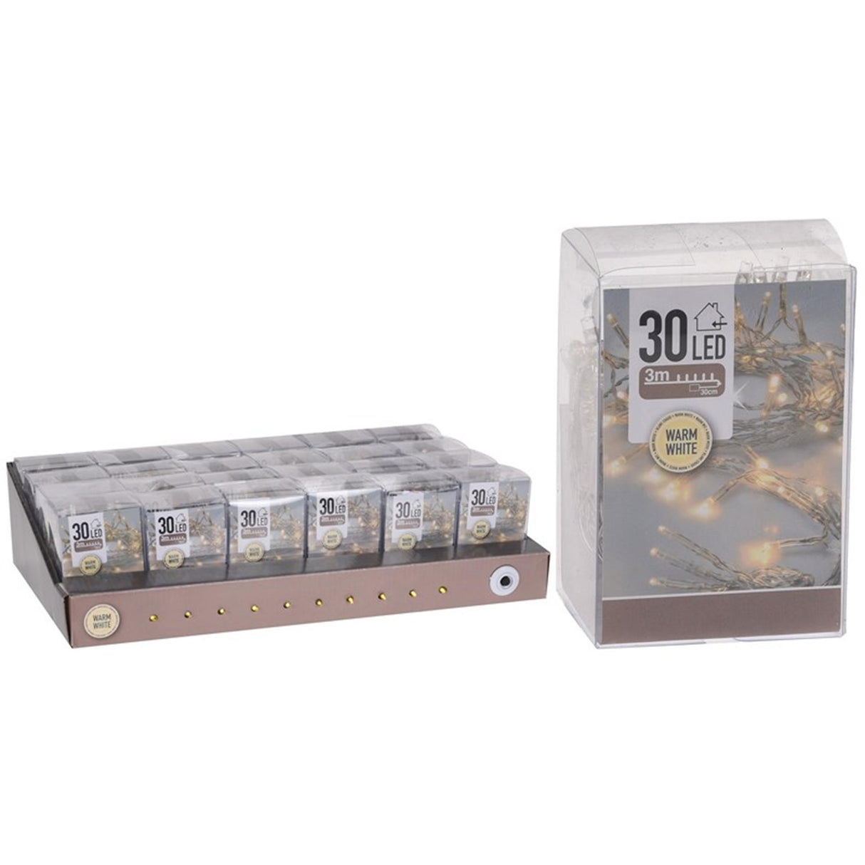 Éclairage à batterie de style domestique 30LED intérieur blanc chaud