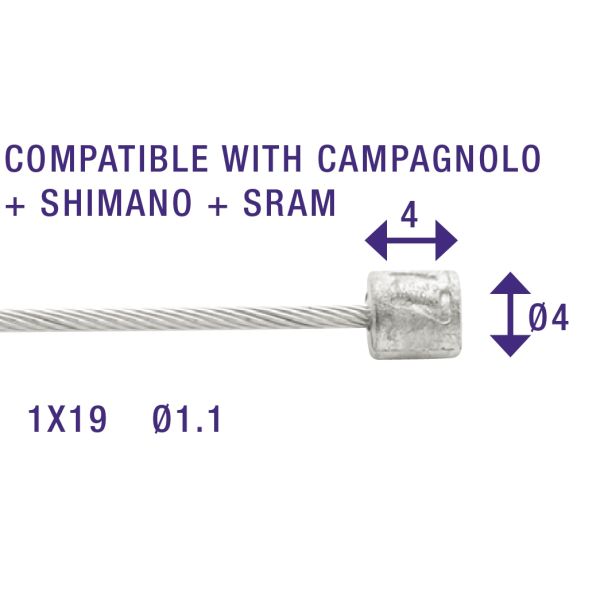 Shimano de câble crétable 2,25 m 1,1 mm 6472 argent
