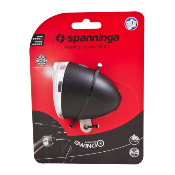 Spanninga Swingo Headlight Black Batt. carte