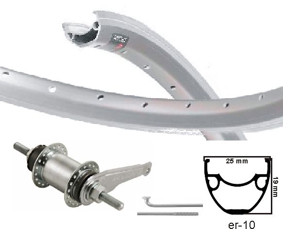 KGS Roue arrière 28 pouces (622) Alu Rim Mach Silver Ventura Remnaaf