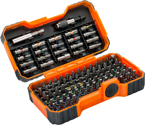 Jeu d'embouts Bahco 59 s100bc-ip | 100 pièces | pour fente, phillips®, pozidriv®, hexagone, robertson et torx | 59 s100bc-ip