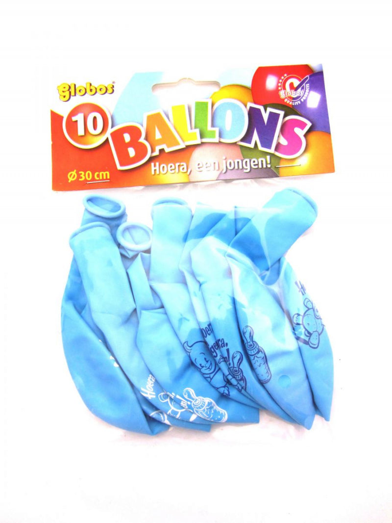 Ballons Globos hourra un garçon (10 pièces en sachet)