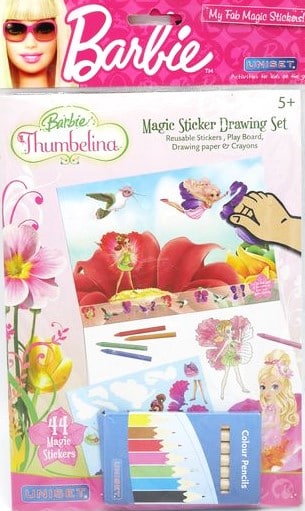 Van der Doelen Barbie Thumbelina autocollants de fenêtre avec couleurs et coloriage