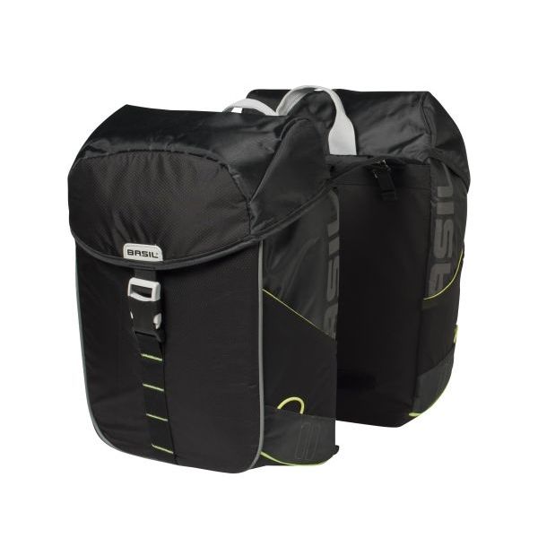 Basil Miles Double Bag - Sac à double vélo étanche, unisexe, sportif, zwart -limoen