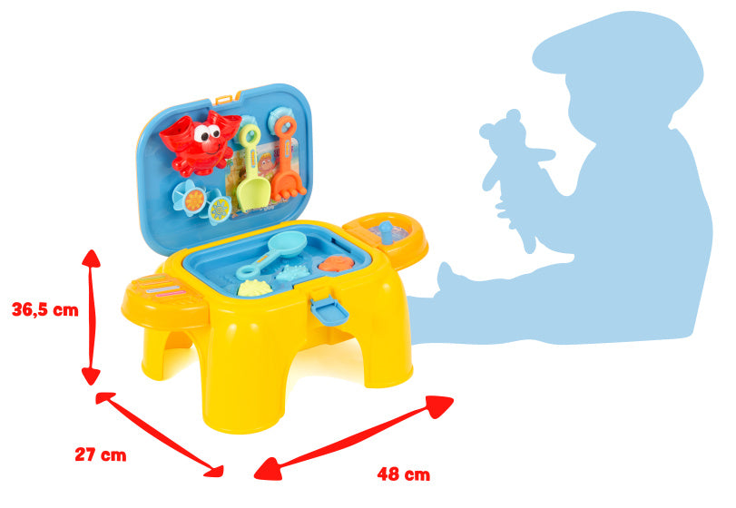 Jouets de plage table de sable et d'eau compacte avec accessoires, 16 pièces