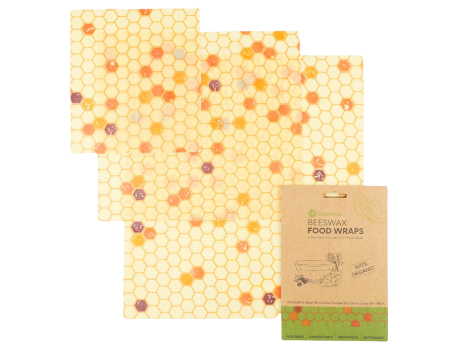 Chiffons en cire d'abeille Beewise - lot de 3 - nid d'abeille