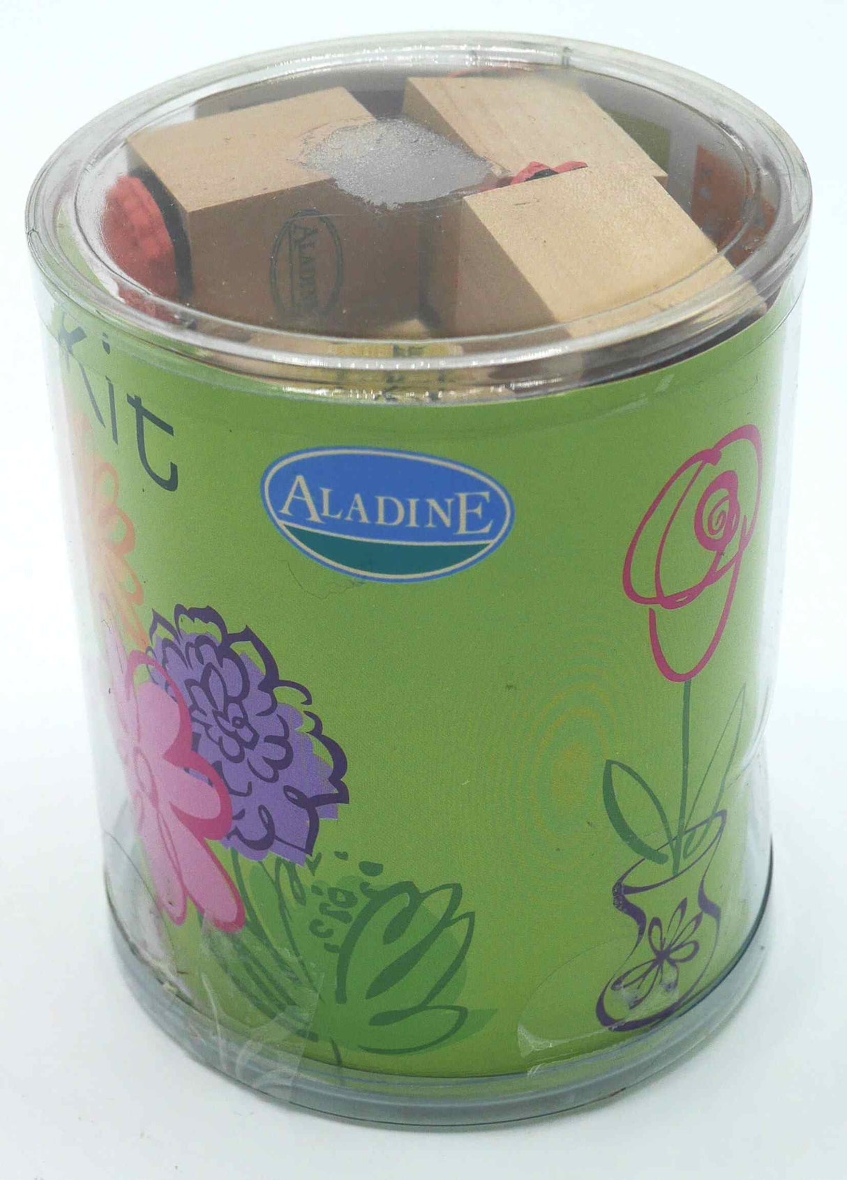 Van der Doelen 15 mini-tampons en bois sur les fleurs avec coussin de tampon