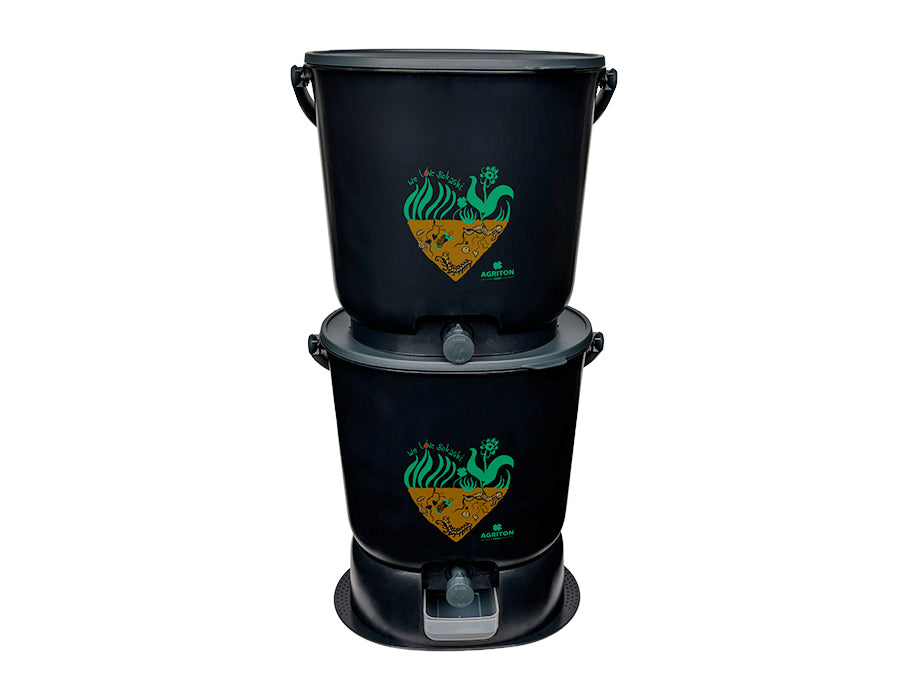 Emiton Bokashi Kitchen Bucket - Essential Black - Ensemble complet