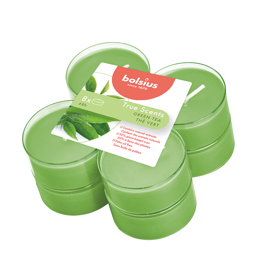 Bolsius maxilicht vrais parfums thé vert 8 pièces 8 heures | 6 pièces