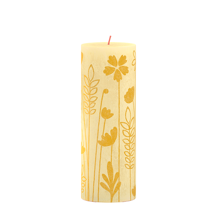 Bougie pilier rustique Bolsius 19x6,8 cm jaune beurre
