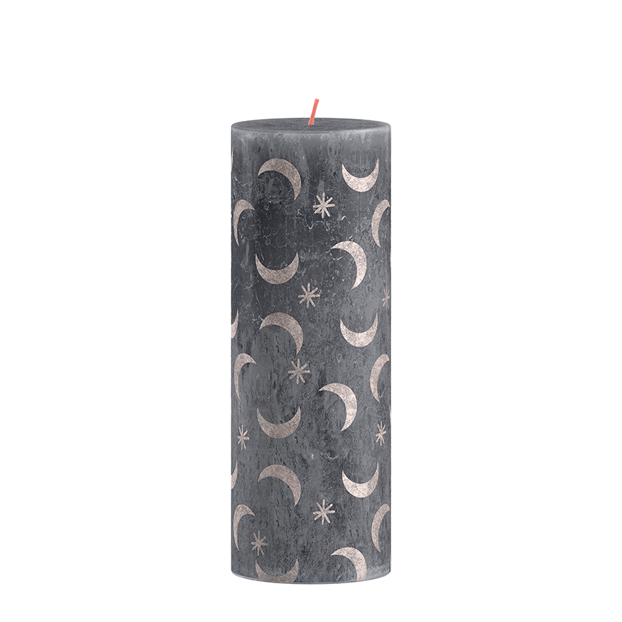 Bougie pilier Bolsius rustique 19 x 6,8 cm bleu ardoise avec impression