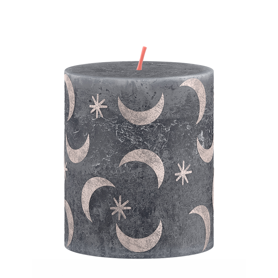 Bougie pilier Bolsius rustique 8 x 6,8 cm bleu ardoise avec impression