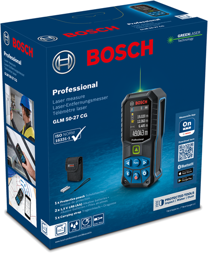 Bosch bleu glm 50-27 cg | télémètre laser professionnel | 50 mètres | vert - 0601072h00