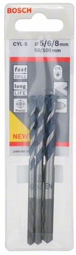 Accessoires Bosch jeu de forets à béton 3 pièces cyl-5 5; 6 ; 8mm 3 pièces - 2608588164