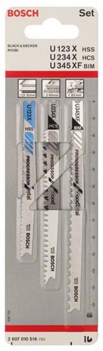 Accessoires Bosch Jeu de 3 lames de scie sauteuse u 123 x ; vous 234 x ; u 345 xf 1er - 2607010516