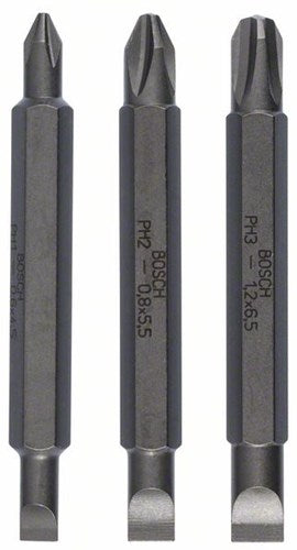 Accessoires Bosch Jeu de 3 embouts doubles s 0,6x4,5, s 0,8x5,5, s 1,2x6,5 ; ph1, ph2, ph3; 60mm 3 pièces - 2607001746