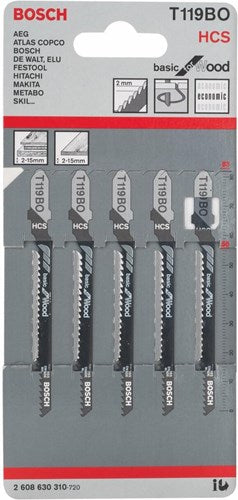 Bosch accessoires 5x basic pour lame de scie sauteuse à bois t119bo - 2608630310