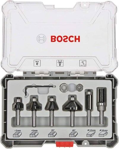 Accessoires Bosch jeu de fraises mixtes 8 pièces - diamètre de tige 6 mm - 2607017468