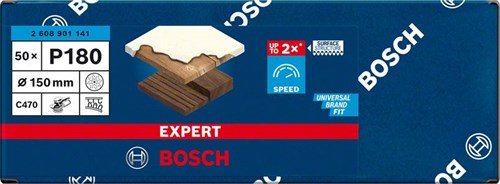 Bosch accessoires papier abrasif expert c470 pour ponceuses excentriques 150 mm, multitrous, k180 50 pièces - 1 pièce(s) - 2608901141