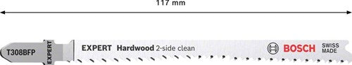 Bosch accessoires expert 'hardwood 2-side clean' t 308 bfp decoupeerzaagblad 3-delig - 1 pièce(s) - 2608900547