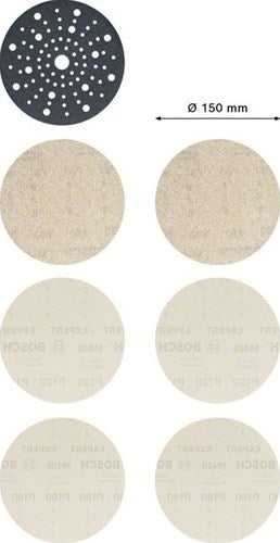 Accessoires Bosch bosch expert m480 - kit de ponçage pour ponceuses excentriques - 150 mm - contrôle des particules bosch - acier inoxydable