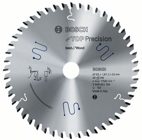 Accessoires Bosch scie circulaire hmbl. idéal pour le bois 165x20 t48 | 2608642384 (pour gkt 55 gce) - 2608642384