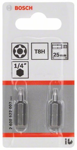 Bosch accessoires t8h embout security-torx® extra-dur t8h, 25 mm 2 pièces - 2608522007