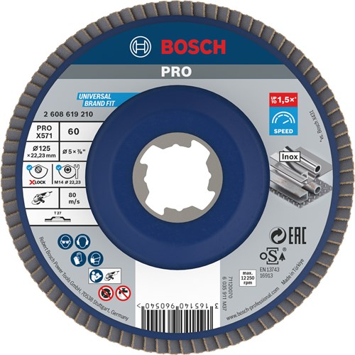 Bosch accessoires disque à lamelles x-lock best for metal droit, plastique, ø125mm, g 60, x571 - 1 pièce(s) - 2608619210