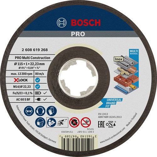 Bosch accessoires x-lock meule multi construction 115x1x22,23mm, droit - 1 pièce(s) - 2608619268