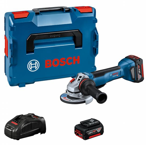 Meuleuse d'angle à batterie Bosch blue gws 18v-10 p | 125 mm | 2 batteries 5,0 Ah + chargeur | dans l-boxx - 06019j4101