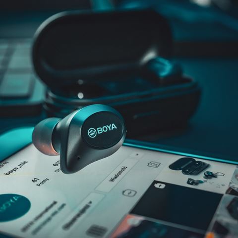 Écouteurs stéréo sans fil Bluetooth Boya BY-AP1 noirs