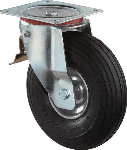 Roue à rouleaux BS avec pneumatique | roue-d. 260 mm capacité de charge 200 kg | avec roue pivotante à plaque filetée | pneumatiques noirs | 1 pièce - l420.c90.260 l420.c90.260