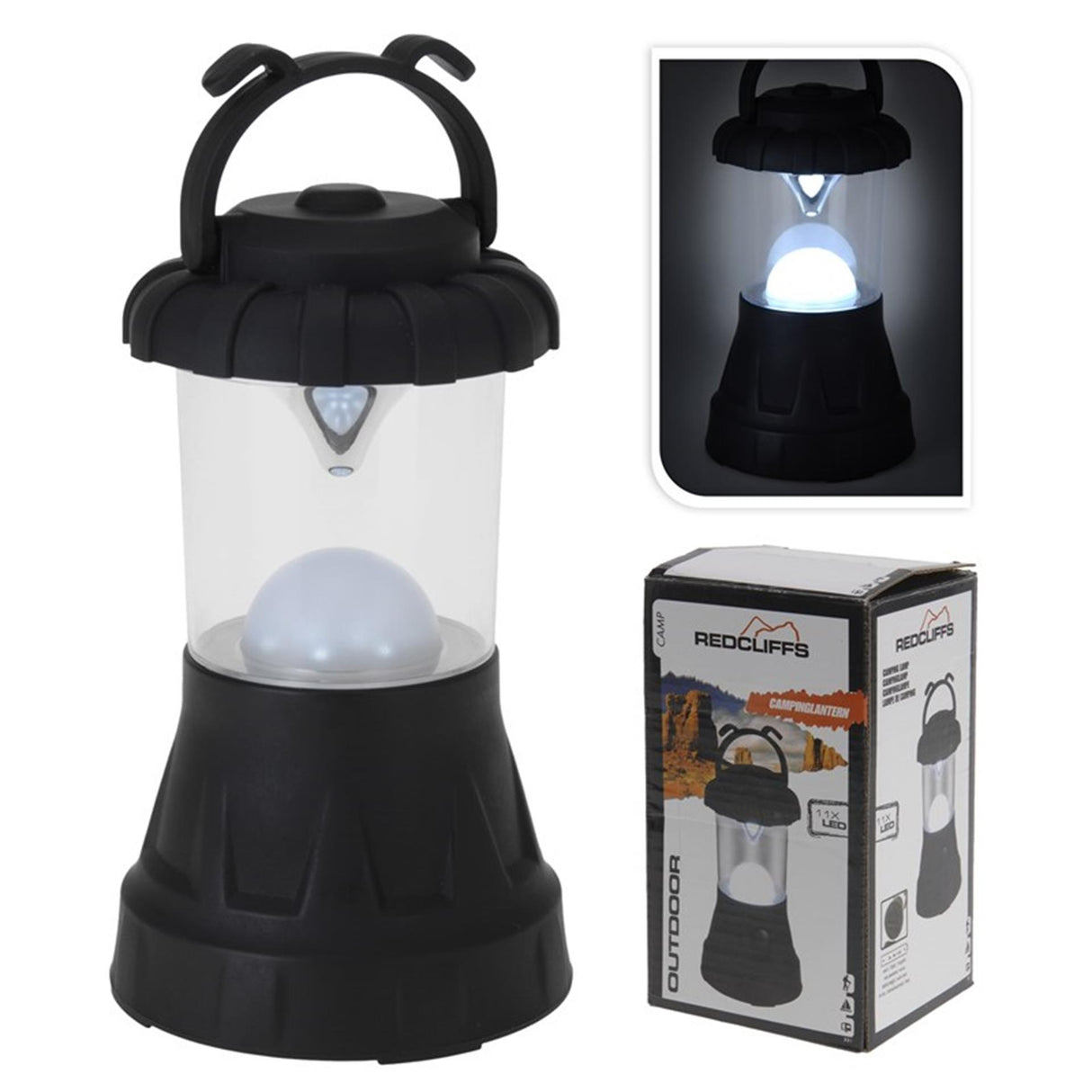 Lampe de camping Redcliffs noire avec 11 LED
